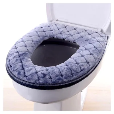 Produktbild von WC-Sitzbezug, Toilettensitzbezug, Badezimmerwärmer, waschbare WC-Sitz-Cover-Pads, weiche Kissenwärmer für den Winter in Grau