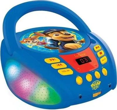 Produktbild von CD-Player Bluetooth Paw Patrol mit Lichteffekten, Bluetooth 5.0, Mikrofoneingang, Aux-Eingang, 3W x 2 Lautsprecher