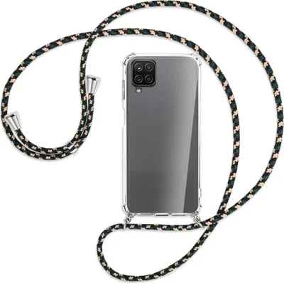 Produktbild von Handykette Backcover-Schutzhülle mit Band (Metall silberfarben) für Samsung Galaxy A12 - camouflage