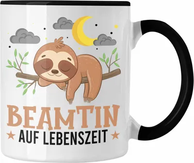 Produktbild von Trendation - Beamtin Auf Lebenszeit Tasse Geschenk Frauen Beamte Geschenkidee (Schwarz)