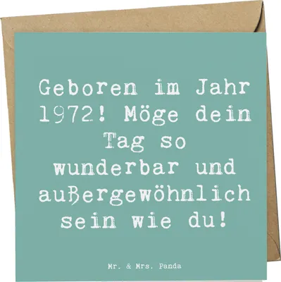 Produktbild von Mr. & Mrs. Panda Glückwunschkarte Spruch 1972 Geburtstag - Meeresbrise - Geschenk, anlasskarte, Happy Birthday, Grußkarte, Alter, liebevoll handgefertigte Produkte
