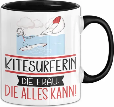 Produktbild von Kitesurferin Geschenk Tasse Becher Die Frau Die Allen Kann Geschenkidee für eine Kitesurferin Lustig (Schwarz)