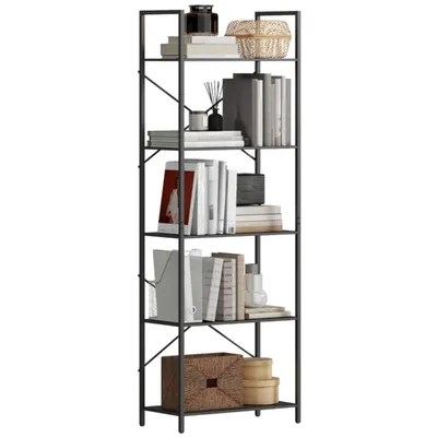 Produktbild von Bücherregal, Standregal mit 5 Ebenen, Industrielles Büroregal mit Metallrahmen, offenes Aufbewahrungsregal für Wohnzimmer, Büro,60x30x170,5 cm