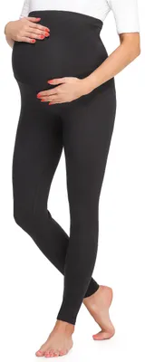 Produktbild von Be Mammy Damen Lange Umstandsleggings BE20-257 (Schwarz, M)