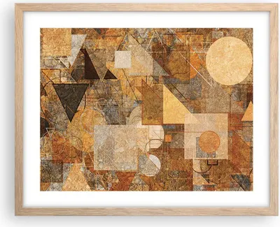 Produktbild von Gerahmtes Poster - Rahmen in heller Eiche - Abstraktion Figuren Geometrisch - 50x40 cm - Wand Bild - Wanddeko - Wandbilder - Kunstposter - Wandposter - Bilderrahmen - Bilder - P2NAA50x40-4387