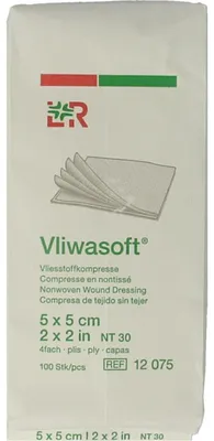 Productafbeelding van Vliwasoft Vlieskompres 5 x 5 cm 4-laags (100 stuks)