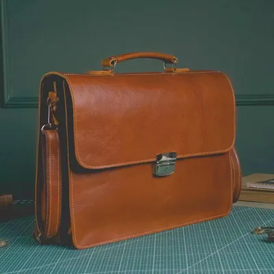 Zdjęcie produktu dla Karmelowa Torba Męska do Pracy na Ramię Vintage Skóra Juchtowa BV41