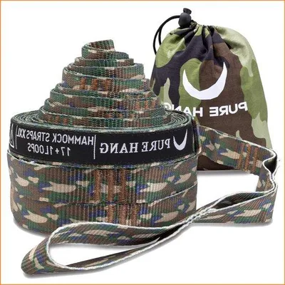 Produktbild von Famanu Aufhängeset für Hängematten - XXL, verstellbar, 36 m x 25 cm, 17 + 1 Schlaufen, bis 640 kg