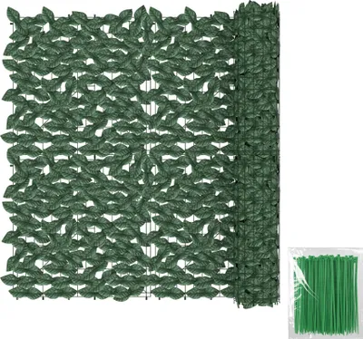 Produktbild von FIVMEN Künstlicher Efeu Sichtschutzzaun aus PE, Balkon Sichtschutz, Grüner Heckenzaun mit Kabelbinder für Balkon & Garten, Blickdichter Sichtschutz für Zaun, Terrasse & Wand, 100 x 600 cm