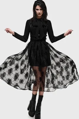 Produktbild von Killstar Mittellanger Rock Damen What Darkness Returns - Insecta Midi Skirt schwarz S