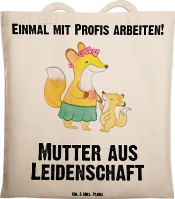 Produktbild von Mr. & Mrs. Panda Tote Bag Mutter Leidenschaft - Transparent - Geschenk, Laptoptasche, Tasche, Unitasche, Schultasche, Jutebeutel