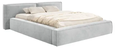 Produktbild von Selsey Tilves Low – Polsterbett 180x200 mit Bettkasten und Lattenrost, Velours, hellgrau