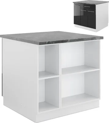 Produktbild von Kücheninsel Vicco Fame-Line Anthrazit Hochglanz/Weiß 90 cm mit Schublade, ohne Arbeitsplatte, Model 38705