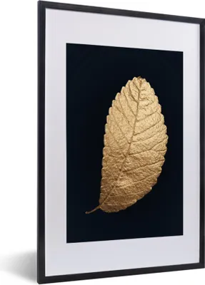 Produktbild von MuchoWow® MuchoWow® Gerahmtes Poster Blatt - Baum - Schwarz und Gold 40x60 cm - Poster mit zchwarzem Bilderrahmen - Poster in Rahmen