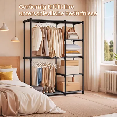 Produktbild von Offener Kleiderschrank - Kleiderständer - Kleiderstange - 112 x 43 x 165 cm
