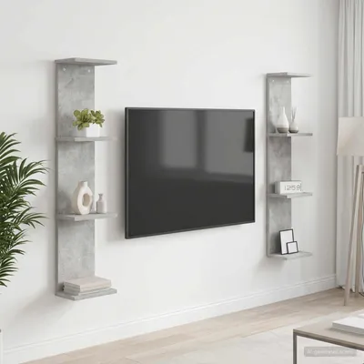 Productafbeelding van Maison Exclusive - Wandplanken, 2 stuks, betonkleur, 22 x 15 x 100 cm, houtvezelplaat