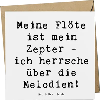 Produktbild von Mr. & Mrs. Panda Grußkarte Spruch Flötenzauber - Weiß - Geschenk, doppelkarte, Instrument, Melodie, Musikinstrument, Lernen, Windinstrument, Glückwunschkarte, faltkarte