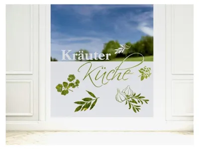 Produktbild von Fensterfolie mit Küchenmotiv, Sichtschutzfolie für die Küche, Milchglasfolie für Küchenfenster, Klebefolie für Fenster Knoblauch / 100x57cm
