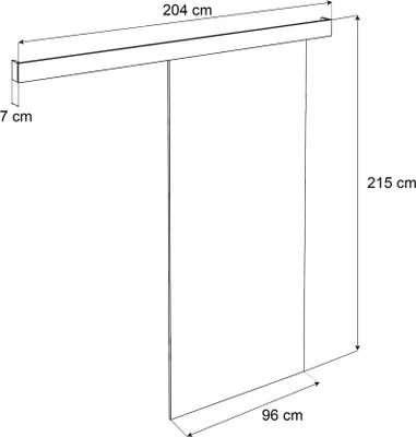 A diagram showing the dimensions of a sliding door.