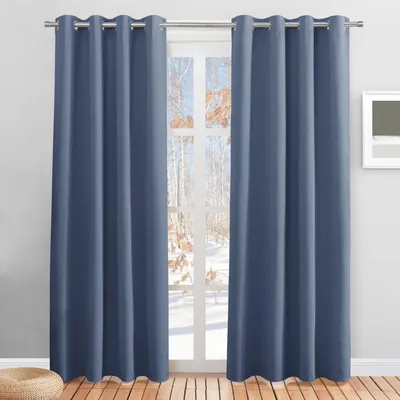 Obrázek produktu pro Zatemňovací závěsy s oky, termoizolační závěsy, balení 2 kusů, barva: modrá, rozměry: 220 x 140 cm