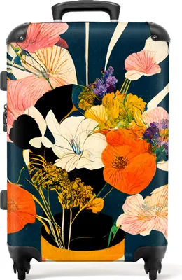 Produktbild von NoBoringSuitcases.com® Großer Koffer - Blumen - Vase - Malerei - Pflanzen - Kombinationsschloss TSA - Hartschalen Trolley 4 Rollen - 72 liter - Reisekoffer - 66 cmKoffer Mittelgroß 67x43x25 cm, 72L,