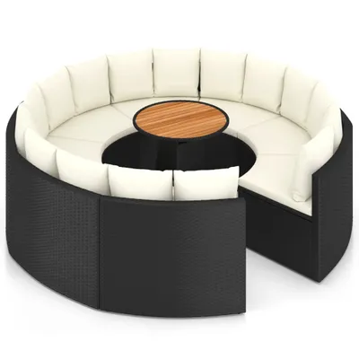 Immagine prodotto di vidaXL Set di divani da giardino 9 pezzi con cuscini in poly rattan nero