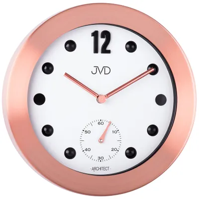 Produktbild von JVD HC07.3 Wanduhr Quarz analog Metall rotgold farben rund mit Glas