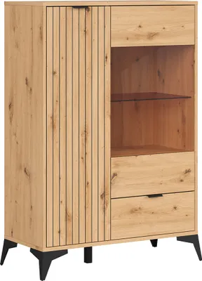 Produktbild von Geschirrschrank Mao mit 1 Schublade und 2 Türen, Holzoptik, 133cm