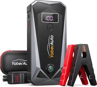 Produktbild von YaberAuto Starthilfe Powerbank 5000A Spitzenstrom 26800mAh Auto Starthilfe mit LCD-Display(Für alle Benzinmotor oder 10,0L Dieselmotoren)