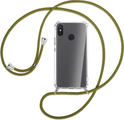 Produktbild von Handykette Backcover-Schutzhülle mit Band (Metall silberfarben) für Xiaomi Mi Max 3 - khaki