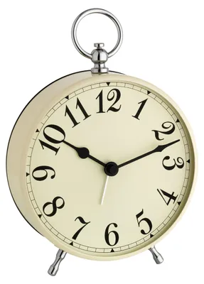 Analoge Tischuhr mit Alarm, Beige, 12,3 x 7,2 x 16 cm