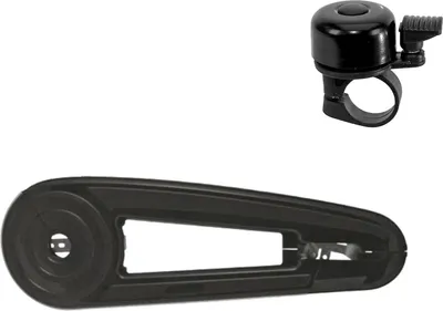 Image de Garde-chaîne complet Hesling en plastique noir 46 dents, sonnette vélo incluse