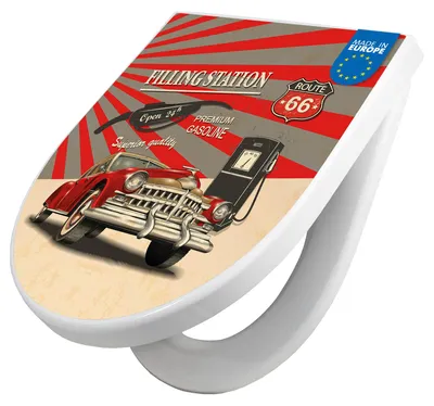 Produktbild von WC Sitz mit Absenkautomatik D Form Motiv Filling Station [TDW3 11171]