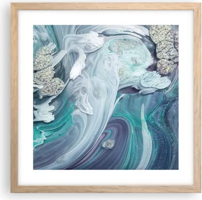 Produktbild von Gerahmtes Poster - Rahmen in heller Eiche - Abstraktion dreidimensional blau - 40x40 cm - Wand Bild - Wanddeko - Wandbilder - Kunstposter - Wandposter - Bilderrahmen - Bilder - P2NAC40x40-4726