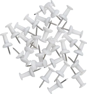 Produktbild von Zeller Push-Pins-Set, 25-tlg., weiß, Kunststoff(PS) / Metall, ca. Ø 0,9 x 2 cm