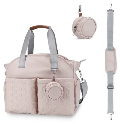 Produktbild von SONARIN Multifunktionale Stilvolle Baby Wickeltasche,Große Kapazität Wasserdicht Reise Wickeltasche Umhängetasche Tragetasche Henkeltaschen Portable Babytasche mit Schnullertasche(Rosa)