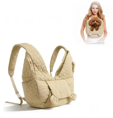 Hunderucksack für kleine Hunde bis 10 kg, Khaki, mit Schultergurt