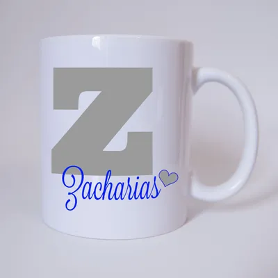 Produktbild von Namenstasse Buchstabe Z, individueller Name (Grau/Blau) / Tasse / Kaffeetasse / Kaffeebecher