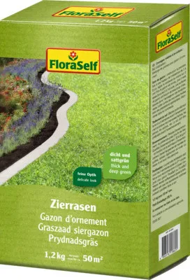 Produktbild von Zierrasen FloraSelf Rasensamen 1,2 kg für 50 m²