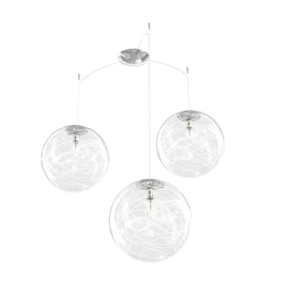 Image de Moon Suspension Contemporaine Métal Chrome Verre Blanc 3 Lumières E27 D.30Cm