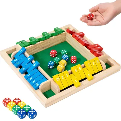 Immagine prodotto di Elzusha - Shut The Box: Gioco da tavolo in legno - Gioco di dadi classico per 1-4 giocatori