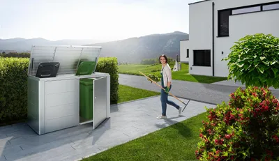 Obrázok produktu pre Záhradná skrinka Biohort Highboard plechová 200x84x127 cm strieborná metalická