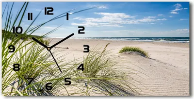Produktbild von Wanduhr aus Glas – 60x30 cm - Glasbild - Glasuhr - Gehärtetes Glas - schwarze-zeiger - Mrzeżyno Strand