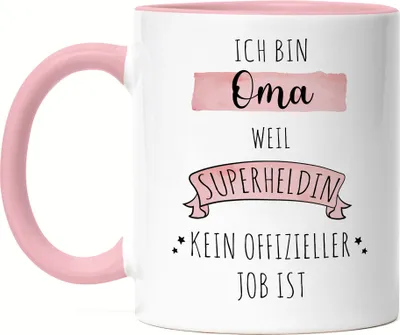 Produktbild von Ich Bin Oma Weil Superheldin Kein Anerkannter Job Ist Tasse Rosa Geschenk Danke Sagen
