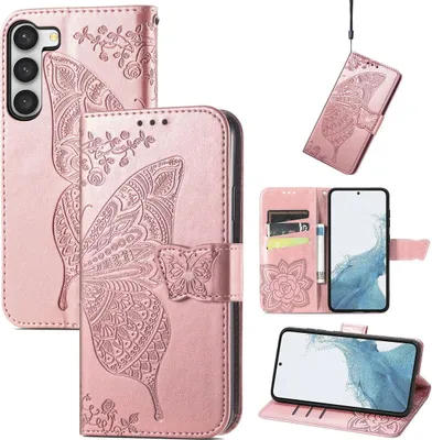 Produktbild von König Design Hülle kompatibel mit Samsung Galaxy S23 Plus Kunstleder Handyhülle - Handy Case Rose Gold