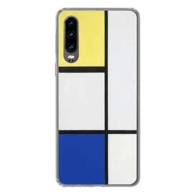 Produktbild von MuchoWow® Handyhülle Schutzhülle Hülle für Huawei P30 Komposition mit Gelb, Blau und Schwarz - Piet Mondrian Silikon Softcase Handy Hülle - Kartenbesitzer