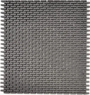 Produktbild von Mosaik Fliese ECO Recycling GLAS Brick Enamel graubraun matt MOS140-B25G