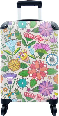 Produktbild von MuchoWow® MuchoWow® Koffer Handgepäck Trolley Rollkoffer Kleine Reisekoffer mit 4 Rollen - Blumen - Regenbogen - Schmetterling - Design - Cabin Size < 55x40x23 cm & 55x40x20 cm - Fotokoffer - Kabinenk