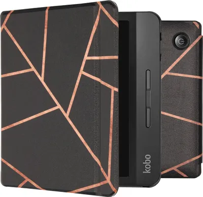 Obrázek produktu pro imoshion Design Tenký pevný obal na spaní se stojánkem pro Kobo Libra H2O - černý grafický list