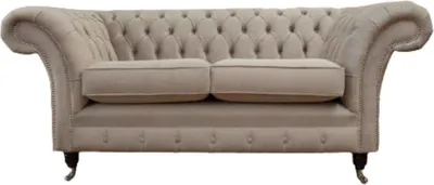 Zdjęcie produktu dla Sofa Chesterfield tapicerowana tkaniną luksusowa kanapa z tkaniny 2-osobowa